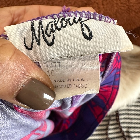 Vintage Fuchsia & Purple Printed Skirt Pleated Front with Pockets Size 10 - Picture 10 of 11